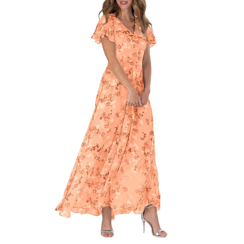 đRobe longue Ă manches courtes et motif floral