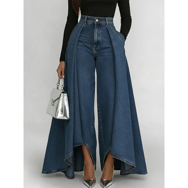 đ PLUS DE 50.000 VENDUS-Jean taille haute Ă jambes larges â Look avant-gardiste au tombĂ© spectaculaire !