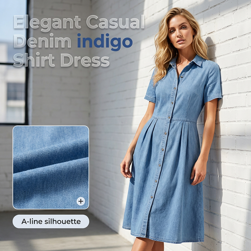 đ„ Jusqu'Ă -50% sur toute la collection ! Robe chemise en jean Ă©lĂ©gante et dĂ©contractĂ©e pour femme