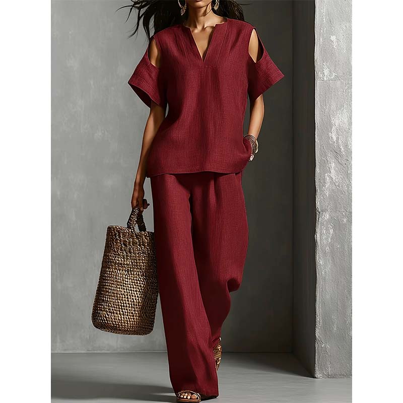 ⏳ Dernière heure – -50% se termine ! Ensemble tunique et pantalon coupe ample, couleur unie