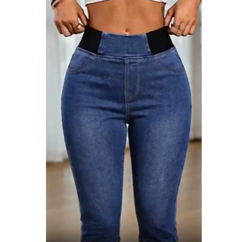 đŠ En expĂ©dition quotidienne ! Pantalon capri en jean taille haute pour femme, taille Ă©lastiquĂ©e, coupe courte