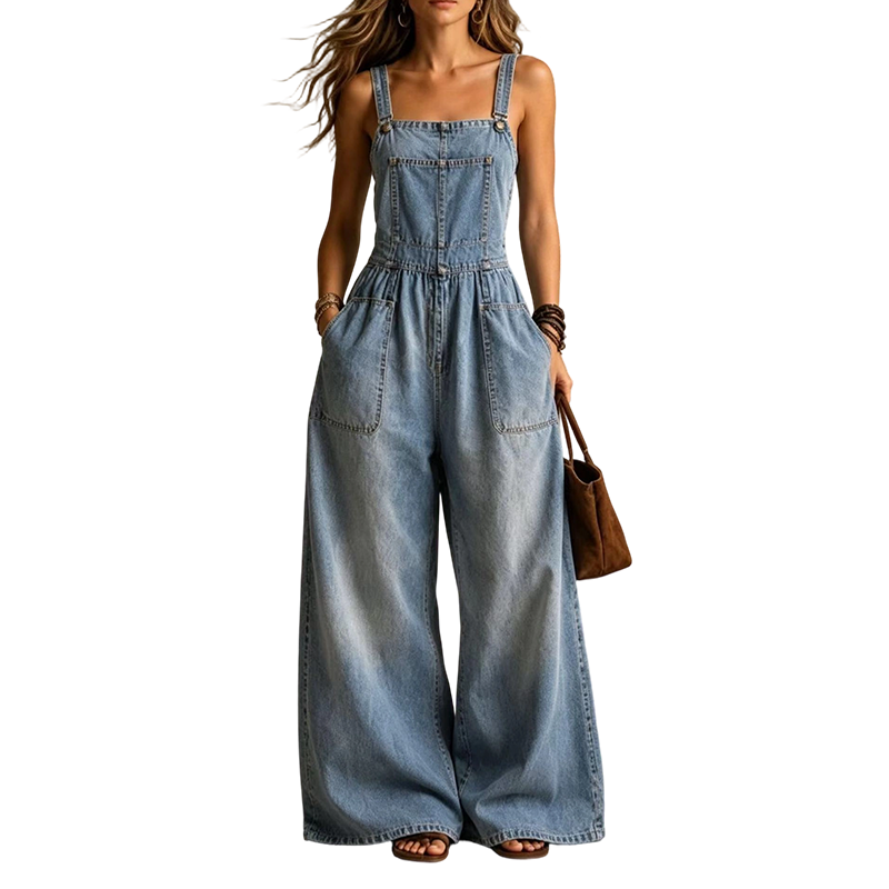☀️ Le best-seller de l'été 2026 est arrivé ! Combinaison d'été ample en jean pour femme, avec poches