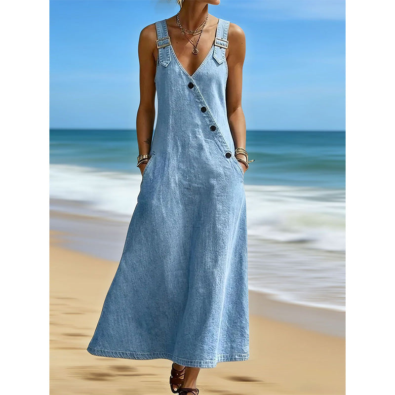đâšRobe en jean asymĂ©trique Ă boutons pour femme â Le chic au quotidien sans effortđ„