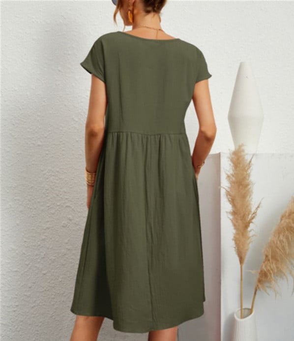 💝Robe ample sans manches en coton, de couleur unie, avec poche