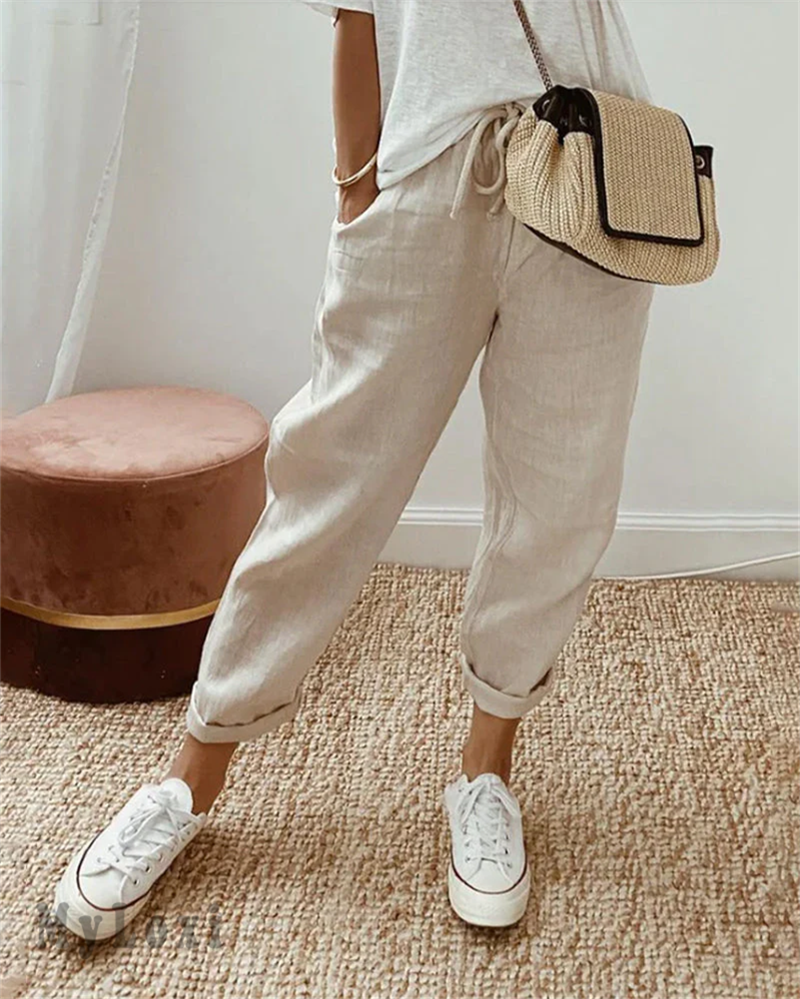 📢📢54 % de réduction !! ⏰ Pantalon Décontracté en Coton et Lin pour Femme – Élégant, Respirant & Polyvalent ✨☀️