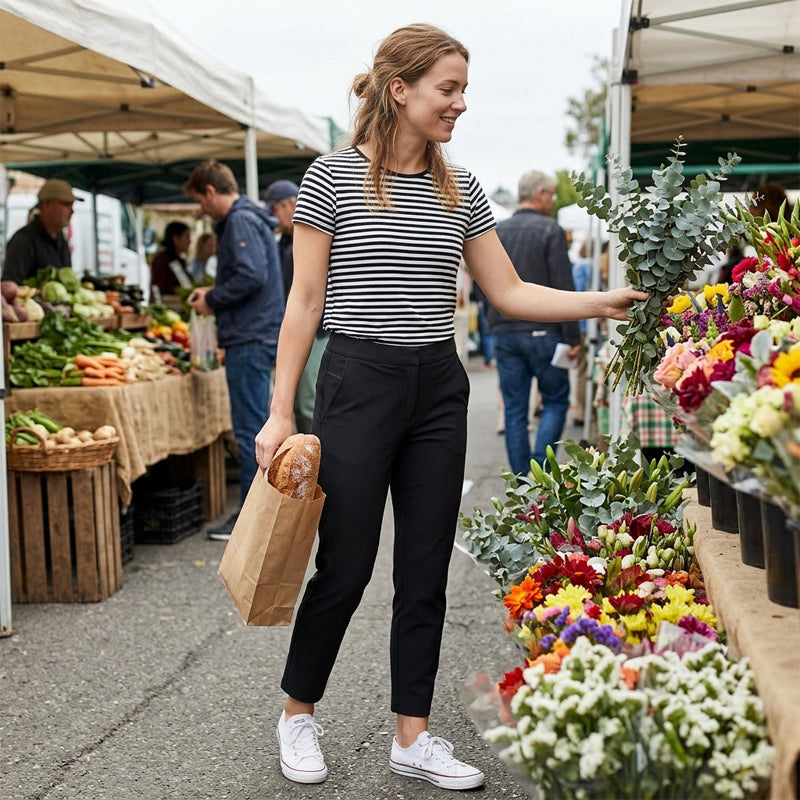⏳💥Pantalon pour femme avec poches zippées, confectionné en tissu extensible dans les quatre sens