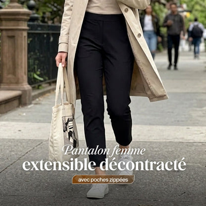 ⏳💥Pantalon pour femme avec poches zippées, confectionné en tissu extensible dans les quatre sens