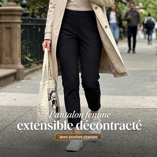 ⏳💥Pantalon pour femme avec poches zippées, confectionné en tissu extensible dans les quatre sens