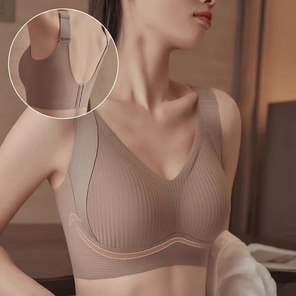 💕50% DE RÉDUCTION ! 💐Soutien-gorge sans coutures à rayures subtiles avec soutien en W – Confort et style !