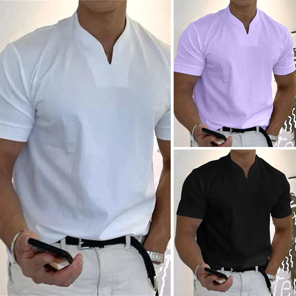 📢📢60% DE RÉDUCTION !! ⏰Chemise de Sport à Manches Courtes pour Hommes – Col en V, Confortable & Disponible jusqu'au 5XL