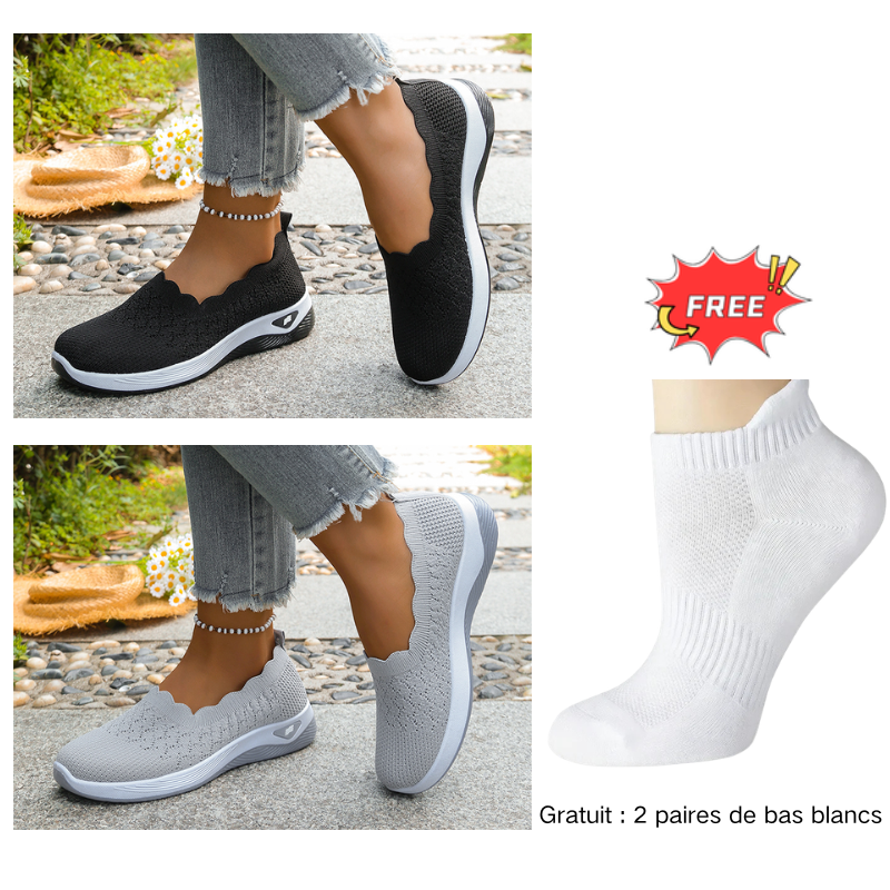 👟 Chaussures de Marche Femme Maille Respirante Sans Lacets – Modèle Orthopédique Semelle Amortissante Confort