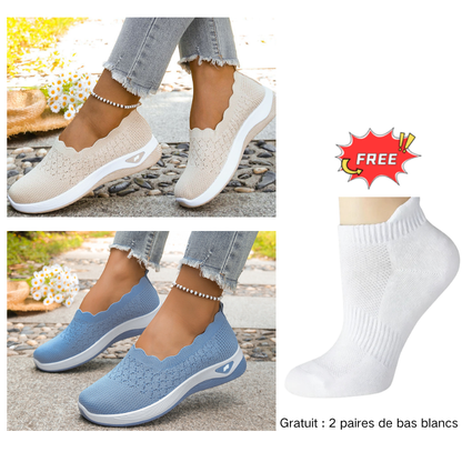 👟 Chaussures de Marche Femme Maille Respirante Sans Lacets – Modèle Orthopédique Semelle Amortissante Confort
