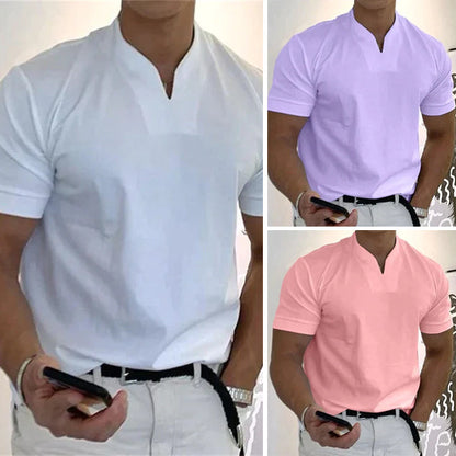 📢📢60% DE RÉDUCTION !! ⏰Chemise de Sport à Manches Courtes pour Hommes – Col en V, Confortable & Disponible jusqu'au 5XL