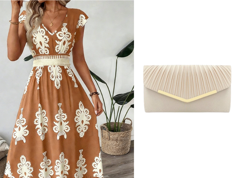 🎑👗 PROMO FLASH 50% ! Robe Longue Femme Imprimé Baroque – Col en V, Taille Haute, Tissu Fluide, 5 Couleurs, Style Bohème Chic 🌸
