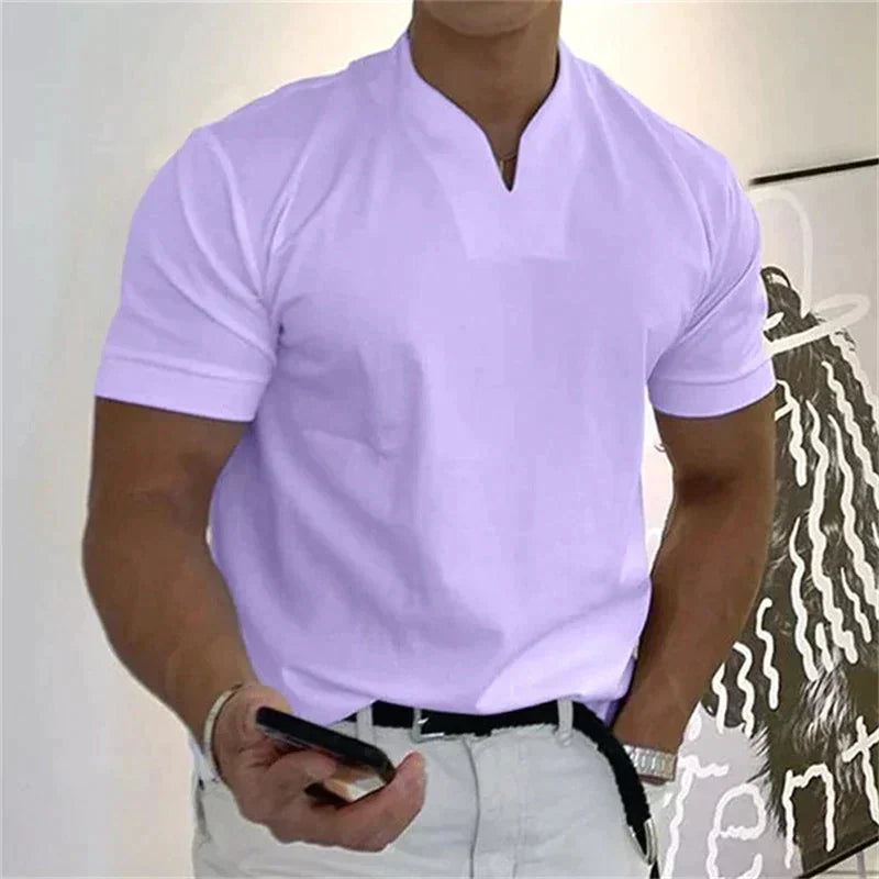 📢📢60% DE RÉDUCTION !! ⏰Chemise de Sport à Manches Courtes pour Hommes – Col en V, Confortable & Disponible jusqu'au 5XL