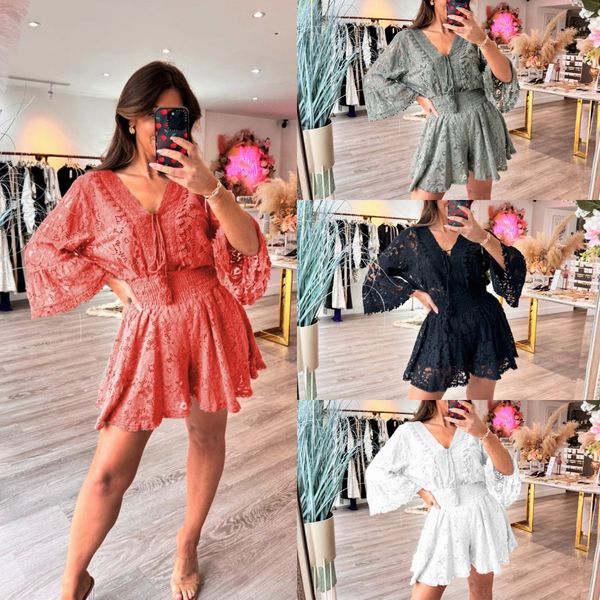 🌸 Collection Printemps💕Offre limitée : 50 % de réduction💕Ensemble décontracté à col en V et dentelle 2026 | Combinaison Décontractée en Dentelle 🎁