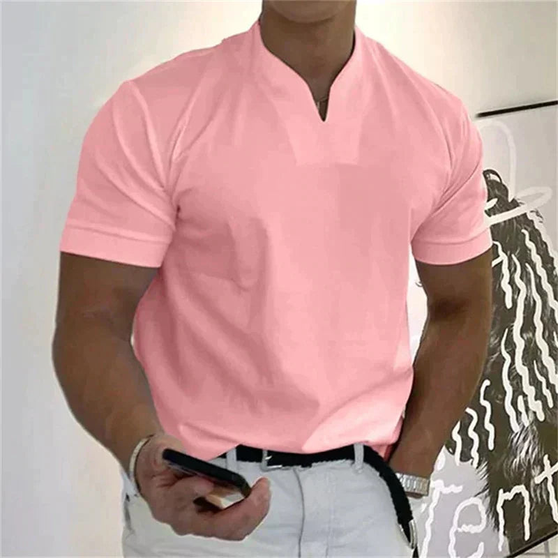 📢📢60% DE RÉDUCTION !! ⏰Chemise de Sport à Manches Courtes pour Hommes – Col en V, Confortable & Disponible jusqu'au 5XL