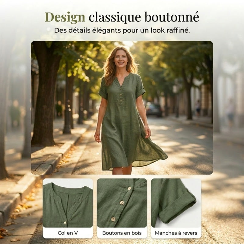 🏖️ 50 % DE RÉDUCTION POUR UNE DURÉE LIMITÉE ! 👗 Robe-tunique à col en V pour femme – Coupe ample, poches et tissu respirant