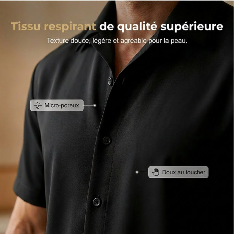 👔 PROMO LIMITÉE 50% DE RÉDUCTION ! ✨ Ensemble Décontracté Homme – Chemise Col Cubain & Pantalon Ample ✨