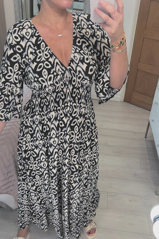 🔥Rabais saisonnier de 50%🔥Robe à fleurs à col en V