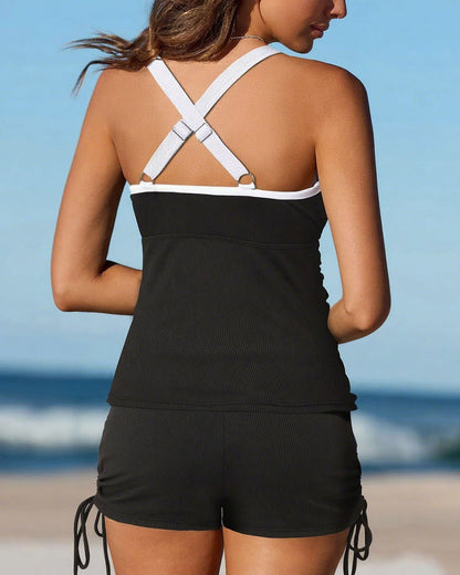 💃Offre spéciale été : 50 % de réduction🌊🎨Ensemble tankini deux pièces amincissant le ventre