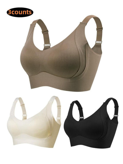 💕50% DE RÉDUCTION ! 💐Soutien-gorge sans coutures à rayures subtiles avec soutien en W – Confort et style !