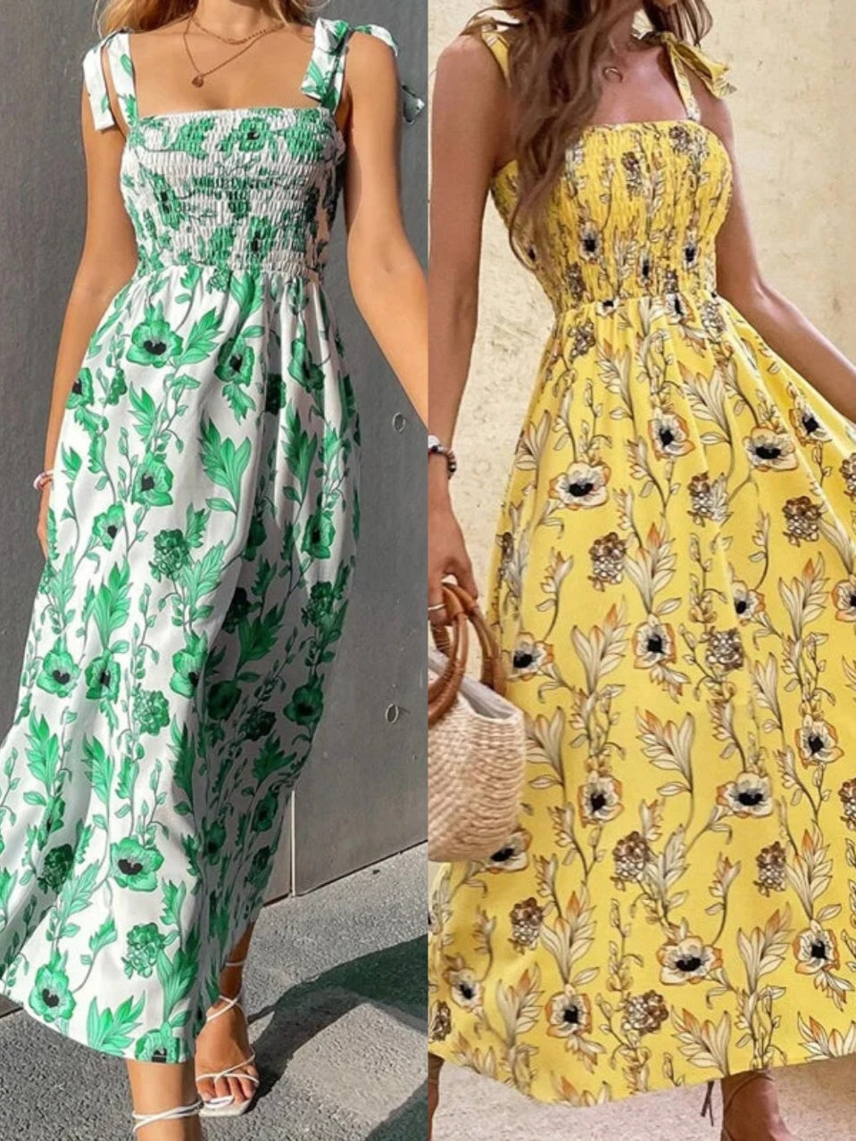 🌸Robe d'été élégante à bretelles et imprimé floral pour femme – Un style estival décontracté ✨