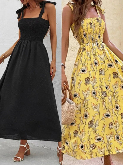 🌸Robe d'été élégante à bretelles et imprimé floral pour femme – Un style estival décontracté ✨