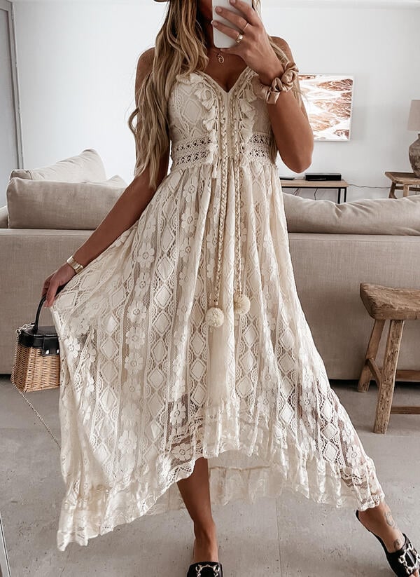 🌸👗 PROMO FLASH -50% ! Robe À Lacets Col V Femme – Bretelles Réglables, Smocks Volants, Motif Floral, Coupe Fluide, 2 Coloris, Tailles M-2XL, Idéale Vacances & Plage 🔥