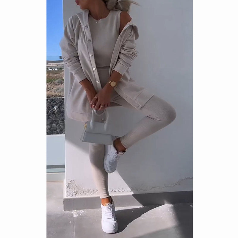 🔥LIVRAISON GRATUITE🔥Cardigan à capuche, gilet, jambières, costume trois pièces
