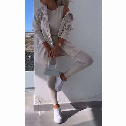 🔥LIVRAISON GRATUITE🔥Cardigan à capuche, gilet, jambières, costume trois pièces