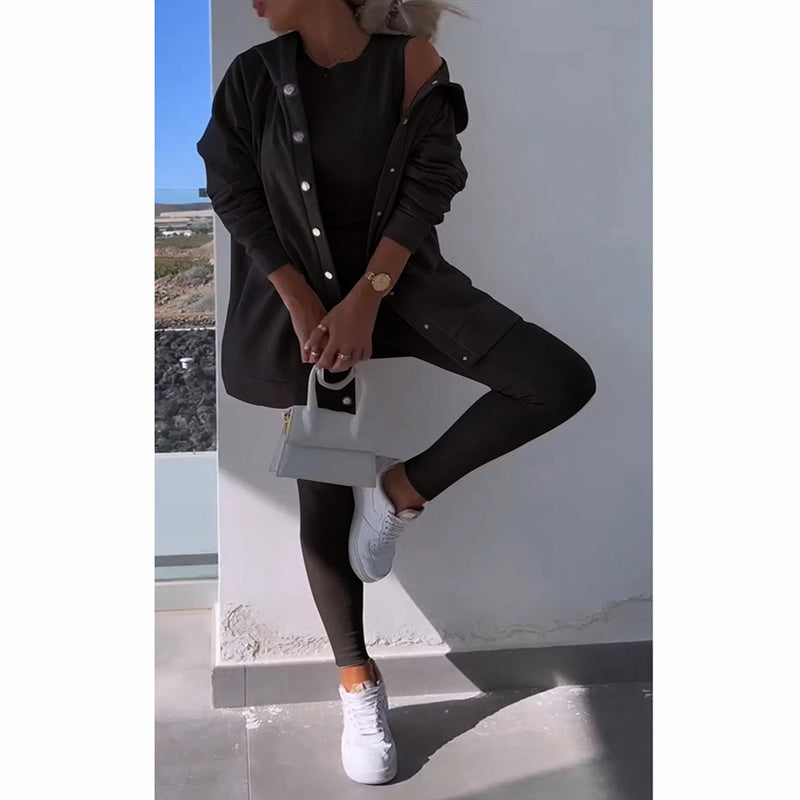 🔥LIVRAISON GRATUITE🔥Cardigan à capuche, gilet, jambières, costume trois pièces