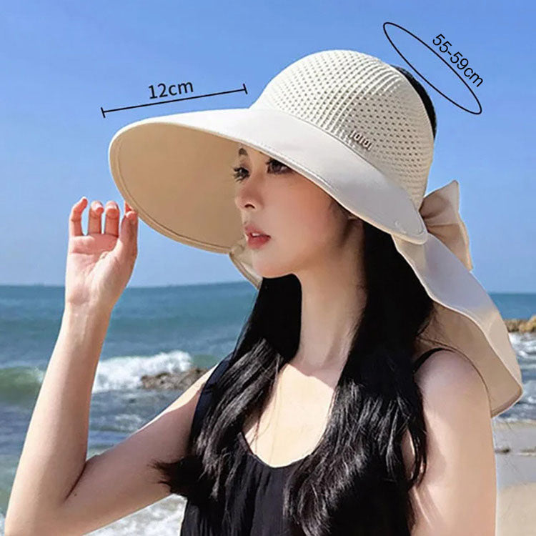 🌞2025 Été Nouveauté👒Chapeau de protection solaire creux à large bord avec châle amovible