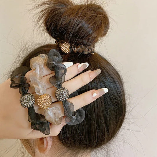 Élégants élastiques à cheveux en maille ornés de strass