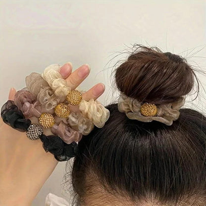 Élégants élastiques à cheveux en maille ornés de strass