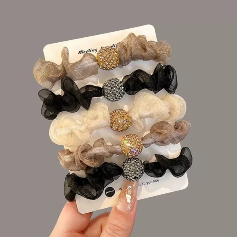 Élégants élastiques à cheveux en maille ornés de strass