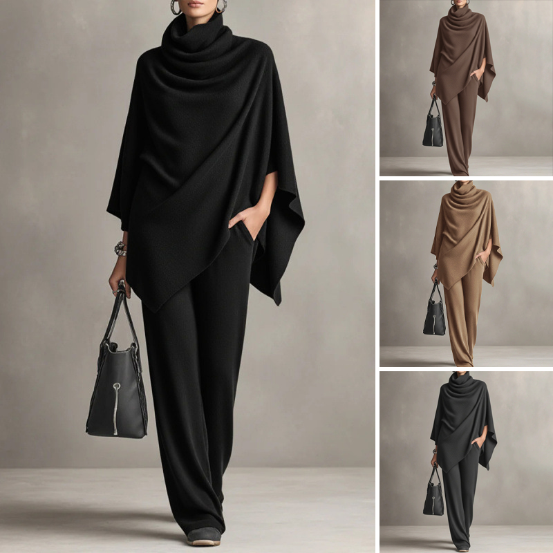 👚 50% DE RÉDUCTION ! 👖 Ensemble Femme Col Roulé & Pantalon Large – Tissu Doux, Coupe Décontractée & Polyvalent ✨