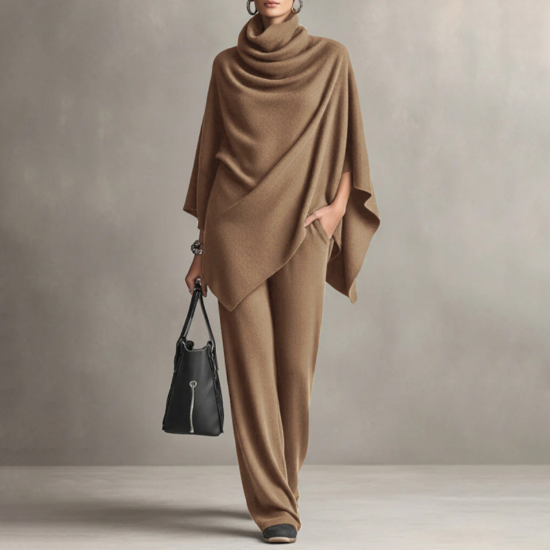 👚 50% DE RÉDUCTION ! 👖 Ensemble Femme Col Roulé & Pantalon Large – Tissu Doux, Coupe Décontractée & Polyvalent ✨