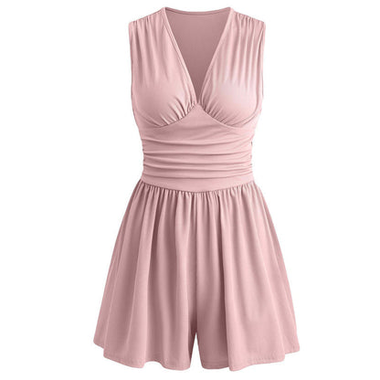 🏖️Offre spéciale été .🌷👗Combinaison sans manches pour femme, col en V et taille froncée