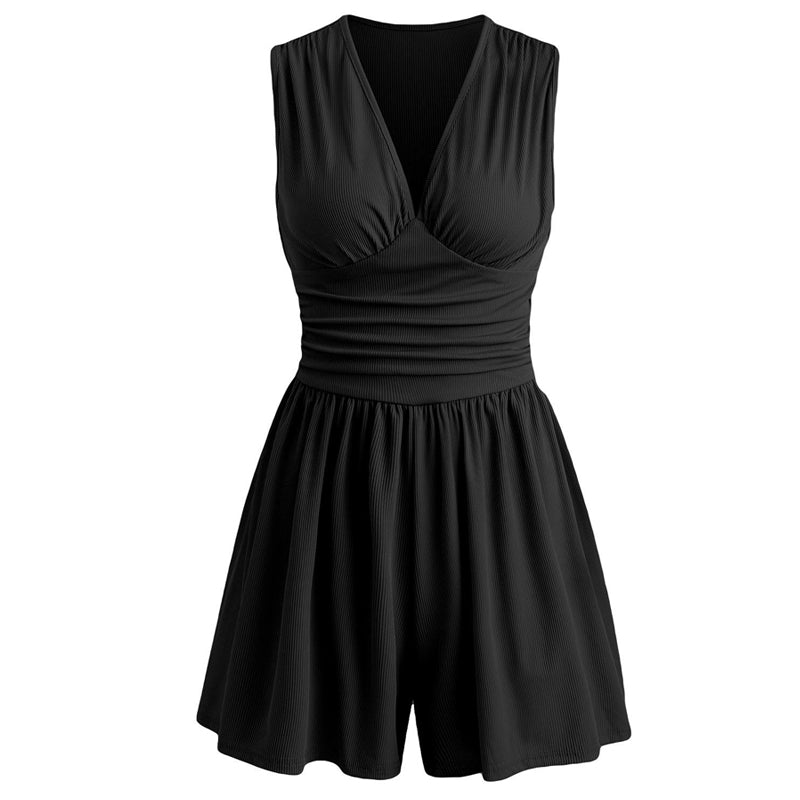 🏖️Offre spéciale été .🌷👗Combinaison sans manches pour femme, col en V et taille froncée