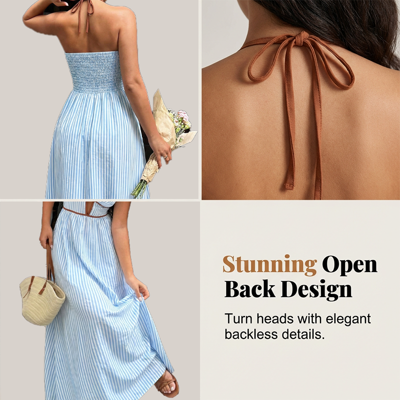 🔥Nouveau produit ✨ Profitez dès maintenant de 50 % de réduction ! 💖 Robe longue à rayures pour femme