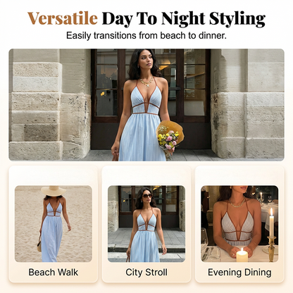 🔥Nouveau produit ✨ Profitez dès maintenant de 50 % de réduction ! 💖 Robe longue à rayures pour femme