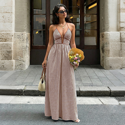 🔥Nouveau produit ✨ Profitez dès maintenant de 50 % de réduction ! 💖 Robe longue à rayures pour femme