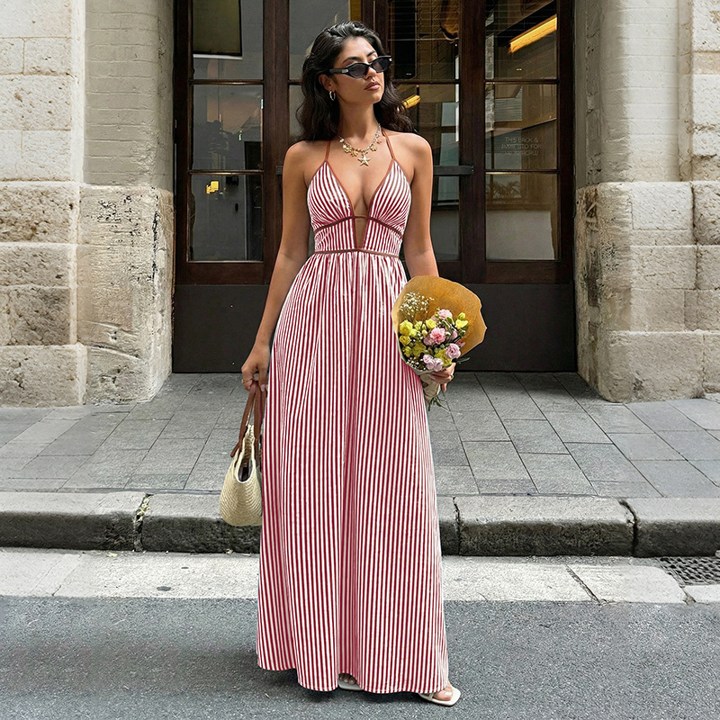 🔥Nouveau produit ✨ Profitez dès maintenant de 50 % de réduction ! 💖 Robe longue à rayures pour femme