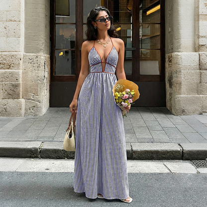 🔥Nouveau produit ✨ Profitez dès maintenant de 50 % de réduction ! 💖 Robe longue à rayures pour femme