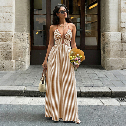🔥Nouveau produit ✨ Profitez dès maintenant de 50 % de réduction ! 💖 Robe longue à rayures pour femme