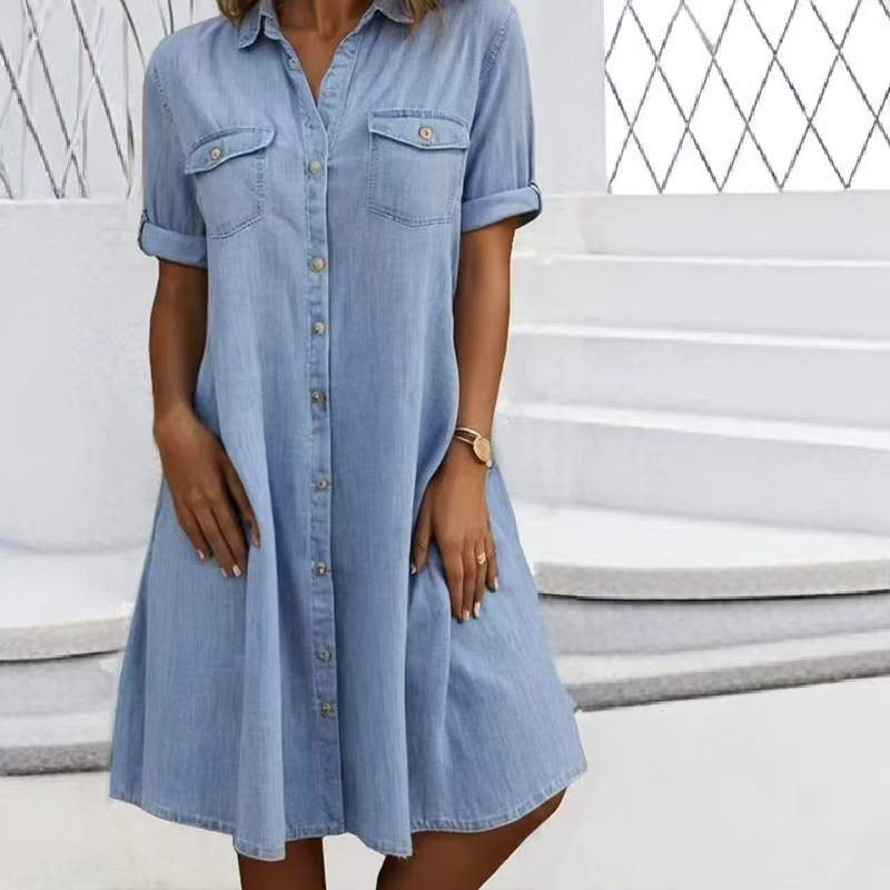 🔥Soldes 2026 : 50 % de réduction🔥Robe chemise décontractée en jean pour femme