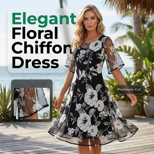 💃🌸 50 % DE RÉDUCTION ✨ Élégante robe en mousseline à motifs floraux pour femme – légère, fluide et féminine 💫