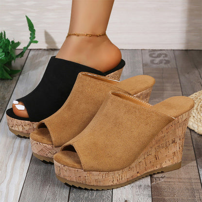 Sandales à talons compensés décontractées à bout ouvert pour femmes