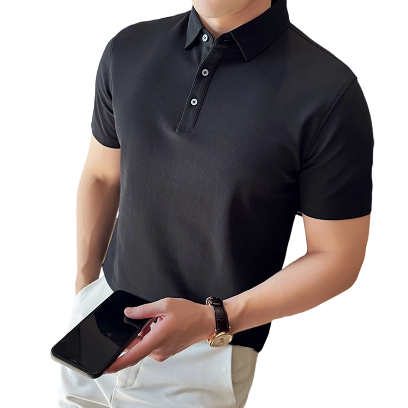 Chemise décontractée de bureau unie à manches courtes pour homme, effet rafraîchissant